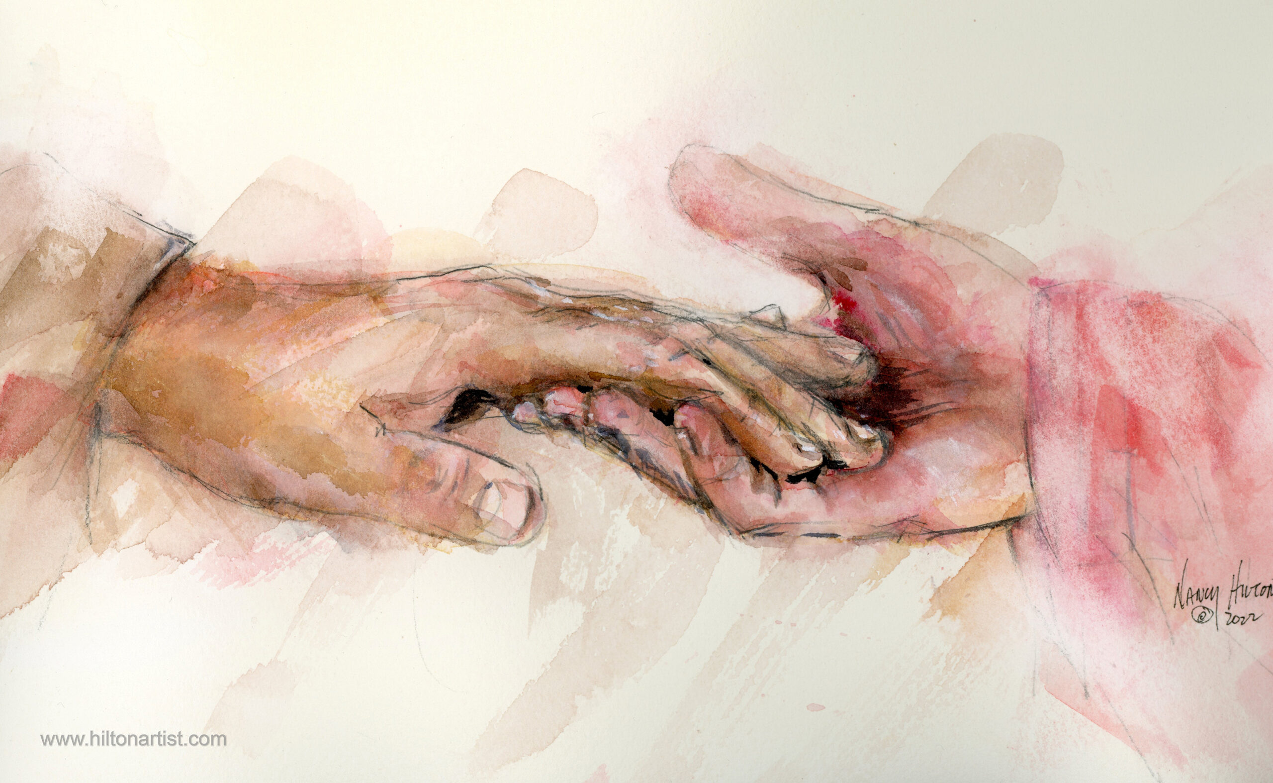 Touching the hand of Jesus