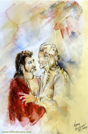 Elohim greets Jesus in the Celestial Kingdom